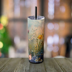 Wildflower Tumbler: Minimalist Floral 20oz Skinny Cup