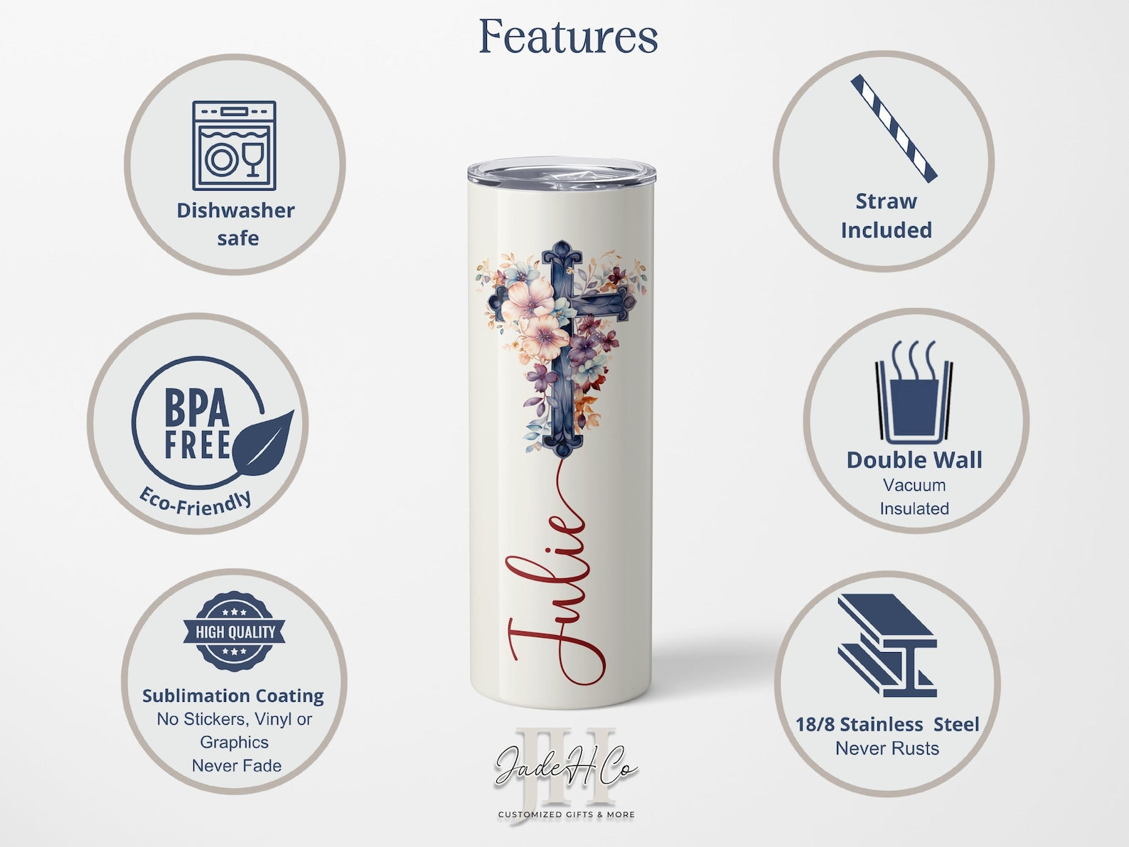 Christian Bible Verse Tumbler, Custom Scripture Verse Christian Religious Tumbler Personalized Bible Verse Tumbler Religious Gift for Friend