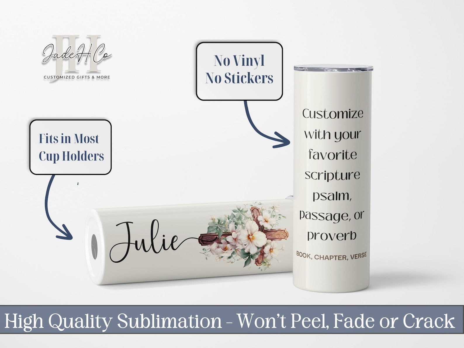 Christian Bible Verse Tumbler, Custom Scripture Verse Christian Religious Tumbler Personalized Bible Verse Tumbler Religious Gift for Friend