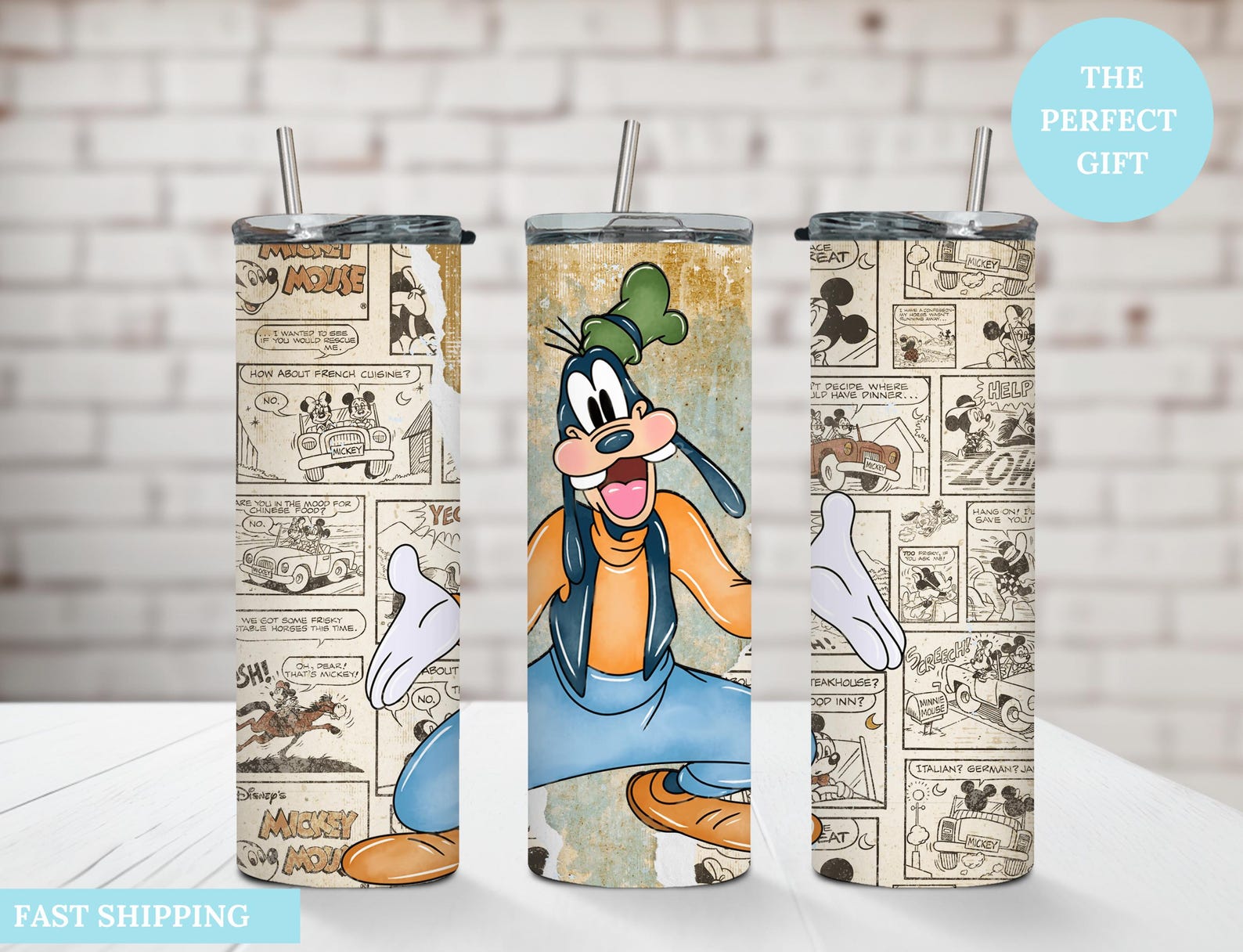 Retro Goofy 20 oz Skinny Tumbler.