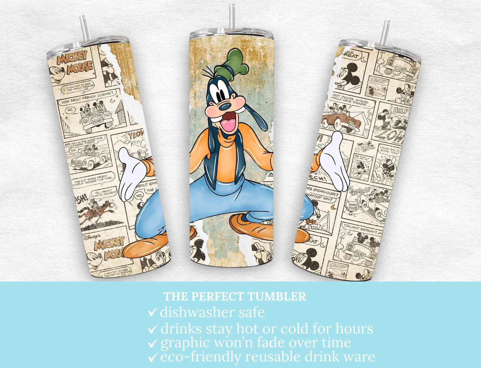 Retro Goofy 20 oz Skinny Tumbler.