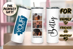 Custom Photo Tumbler, Personalized Tumbler, Stainless Steel Tumbler with Straw & Lid, Custom Name Tumbler, Christmas Gift, Slim Tumbler