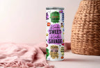 Kinda Sweet Kinda Savage Tumbler, Steel 20oz Slim Tumbler, Skinny Tumbler Cup with Straw & Lid, Sarcastic Tumbler, Funny Christmas Gift