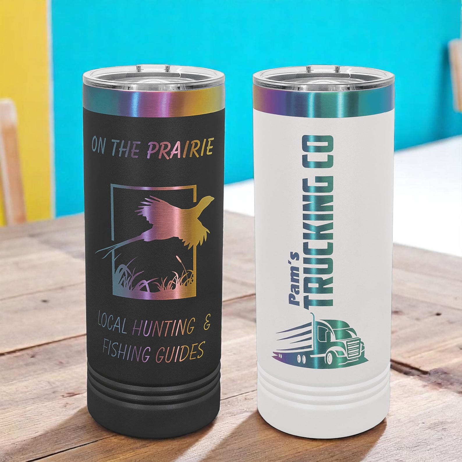 Custom Laser Engraved 22oz Skinny Tumbler, Stainless Steel Skinny Tumbler, Vacuum Insulated Stemless Cup, Custom Logo, Bridesmaid Gift