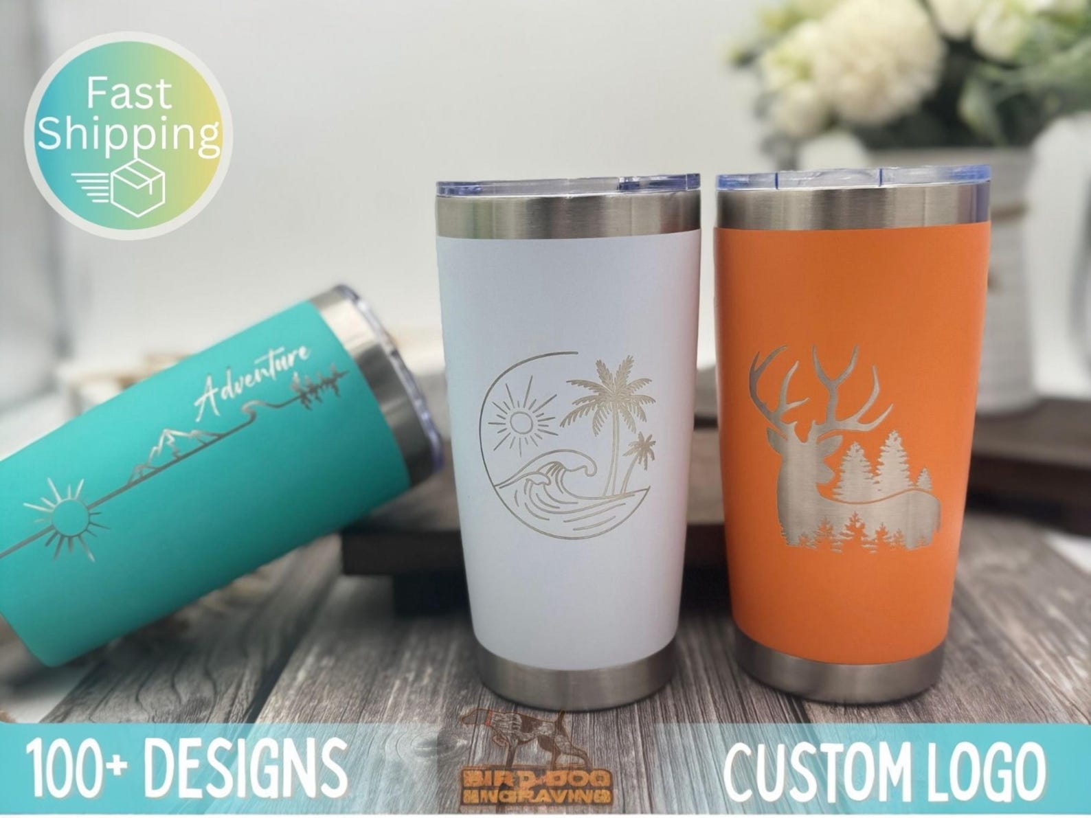 Personalized Laser Engraved 20oz Tumbler, Custom Logo Cup, Corporate Gift