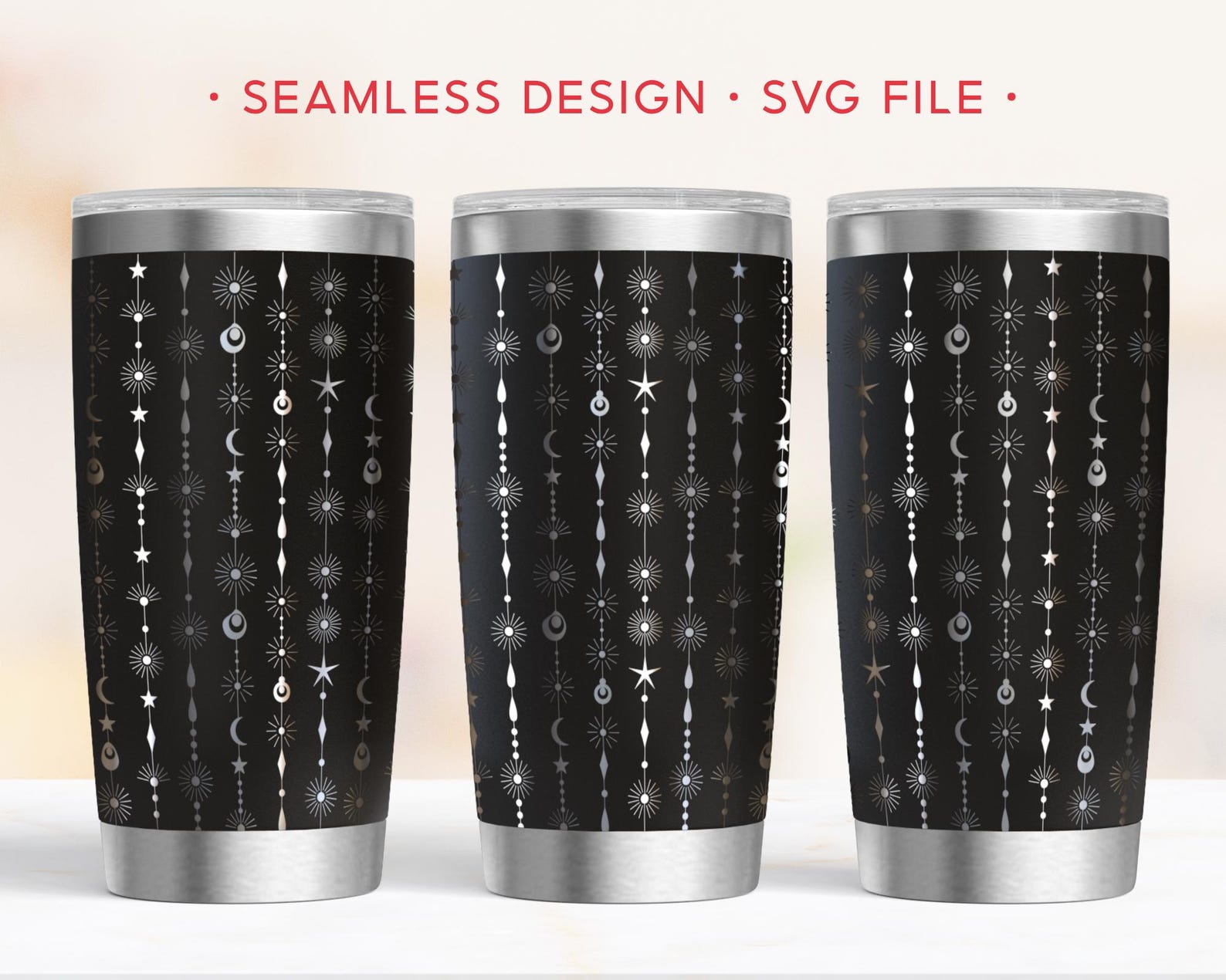 Moon and Stars 20oz Tumbler Wrap, Celestial Engraving Wrap, SVG Laser Rotary