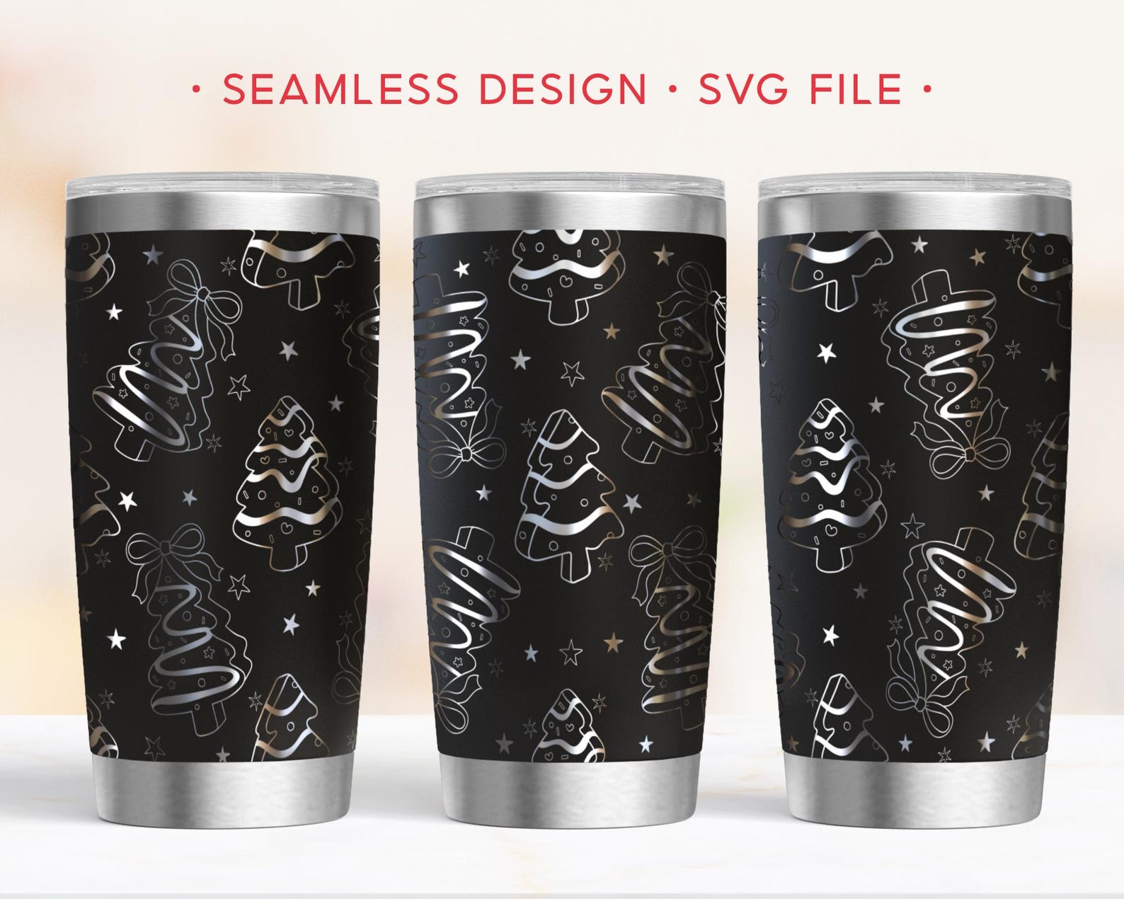 Christmas Tree Cake 20oz Tumbler Wrap, Holiday Sweet Engraving Wrap, Winter Laser SVG