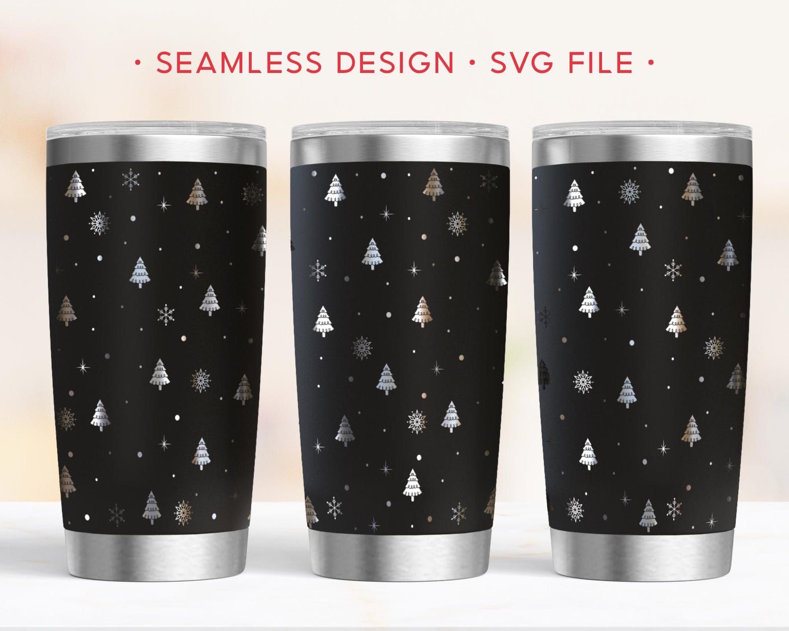 Christmas Tree 20oz Tumbler Wrap, Holiday Engraving Wrap, SVG Laser Rotary