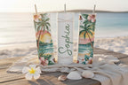 Personalized Beach Sunset Tumbler: Tropical Palm Stainless Steel Cup