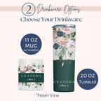 Personalized Floral Grandma Tumbler, Custom Tumbler Gift For Mother's Day, Grandma Tumbler With Grandkids Name, Flower Cup For Birthday Gift