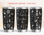 Merry Christmas 20oz Tumbler Wrap, Holiday Engraving Wrap, Reindeer Snowflake SVG File