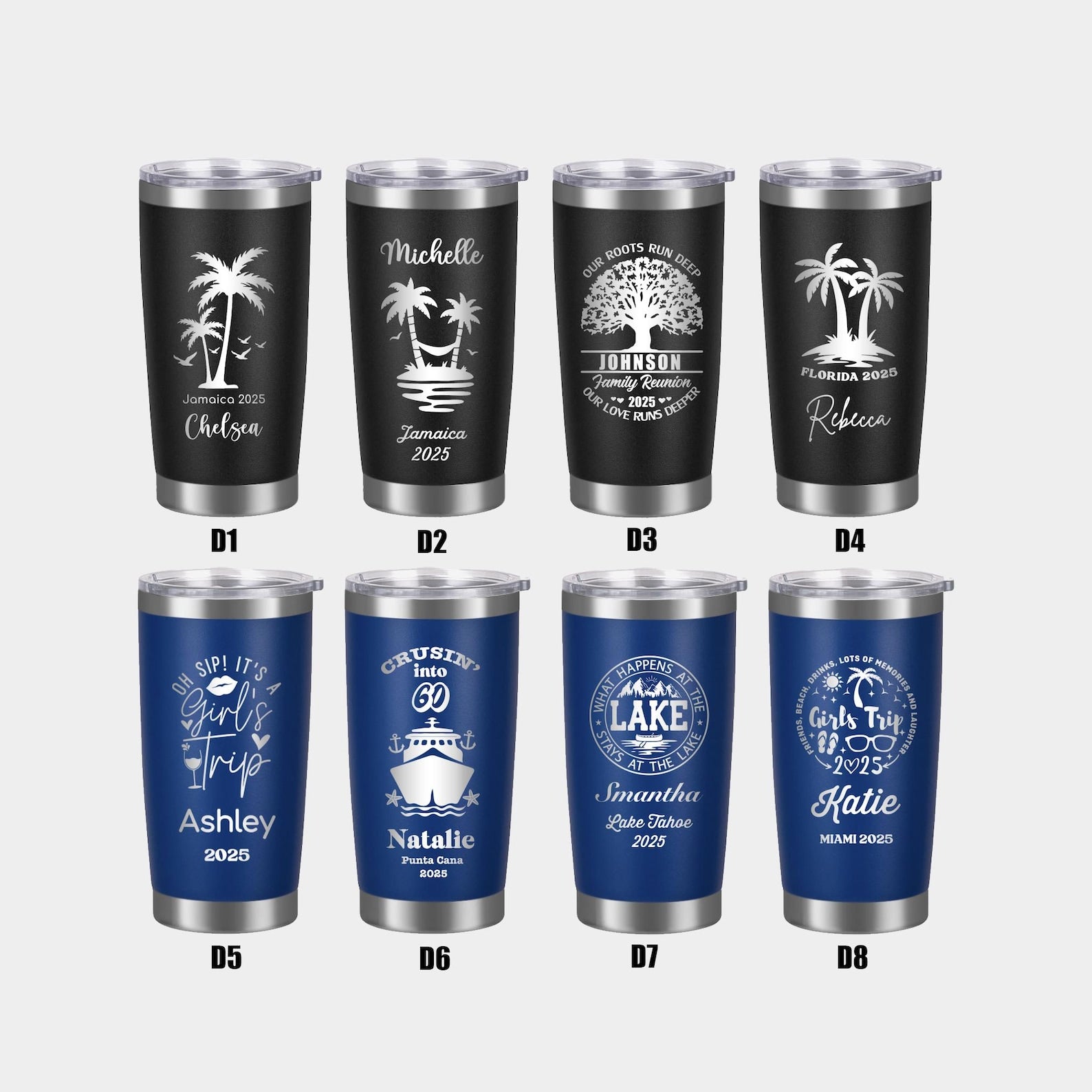 Custom Engraved Stainless Steel Tumbler Cup, Personalized Vacation Tumbler, Bridesmaid, Bachelorette Party