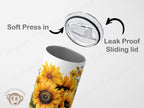 Personalized Sunflower Tumbler - Gift for her comes  with Lid & Straw -  20oz