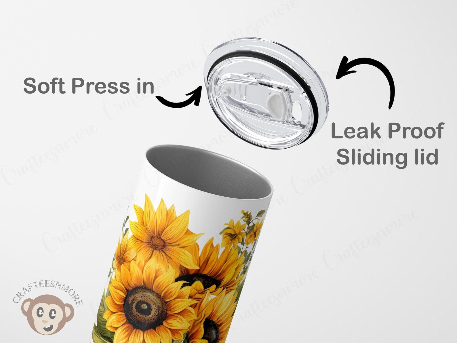 Personalized Sunflower Tumbler - Gift for her comes  with Lid & Straw -  20oz