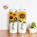 Personalized Sunflower Tumbler - Gift for her comes  with Lid & Straw -  20oz