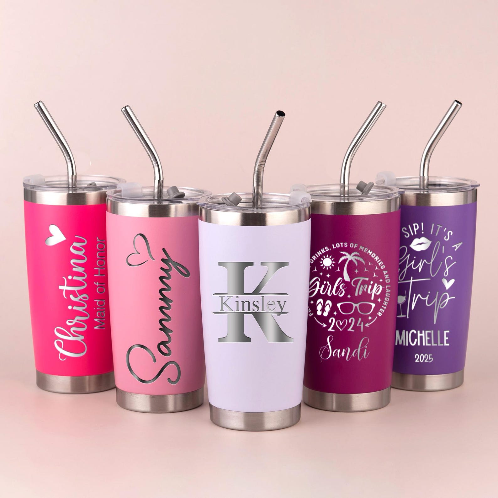 Bridesmaid Cups, Laser Engraved Tumblers, Personalized Stainless Steel Cup 20OZ, Custom Logo Tumbler, Bridesmaid Gifts