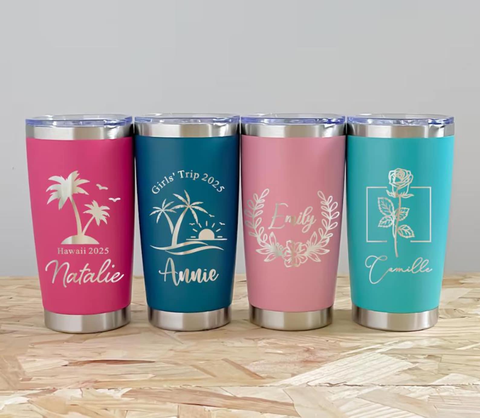 Personalized 20oz Engraved Tumbler, Custom Name Travel Mug, Insulated Bridesmaid Tumbler, Stainless Steel Cups, Laser Engraved Tumbler