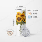 Personalized Sunflower Tumbler - Gift for her comes  with Lid & Straw -  20oz