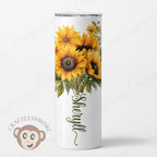 Personalized Sunflower Tumbler - Gift for her comes  with Lid & Straw -  20oz