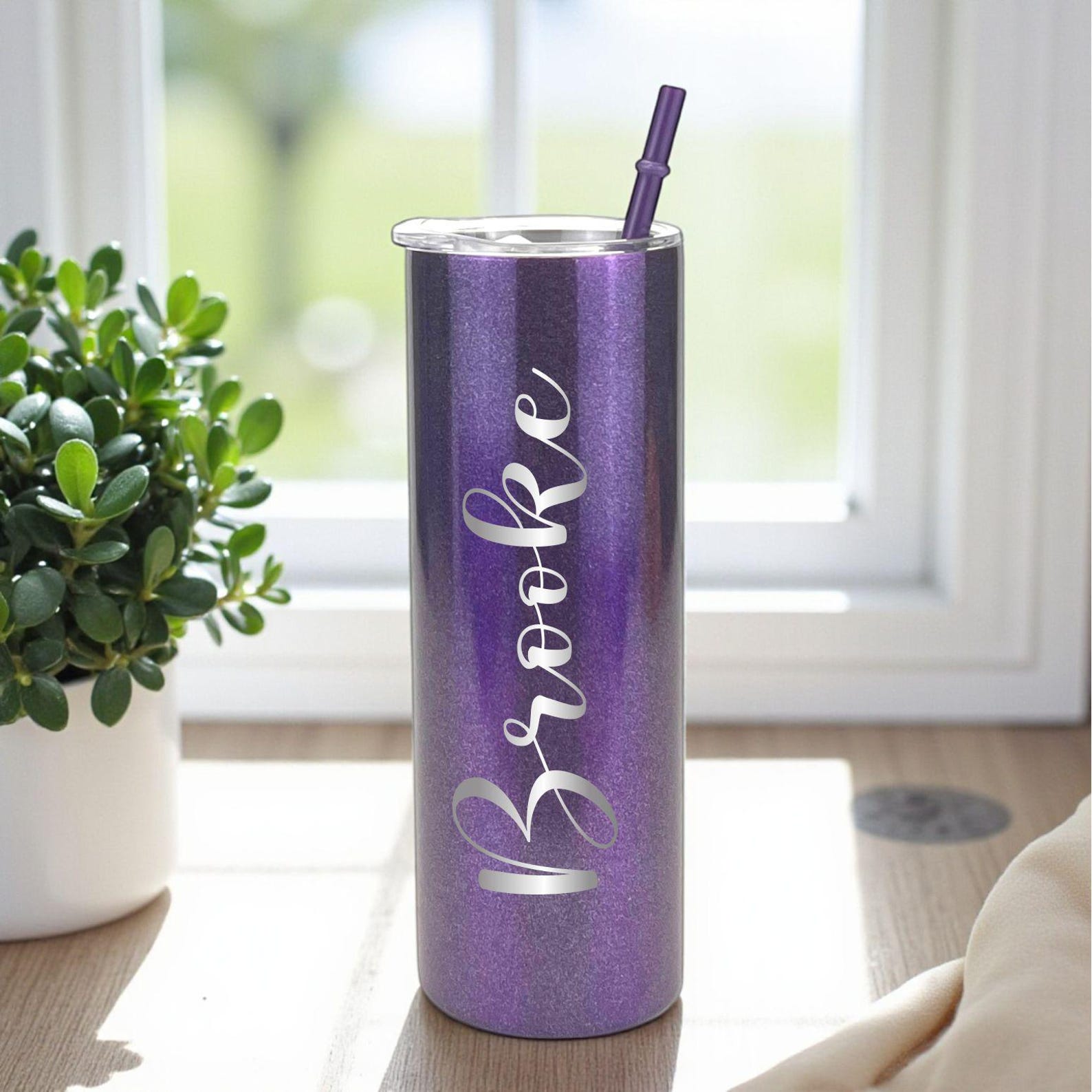 Personalized Skinny Tumbler with Name – Custom Engraved Insulated Cup with Lid & Straw for Bridesmaid Gift, Birthday or Girls Trip