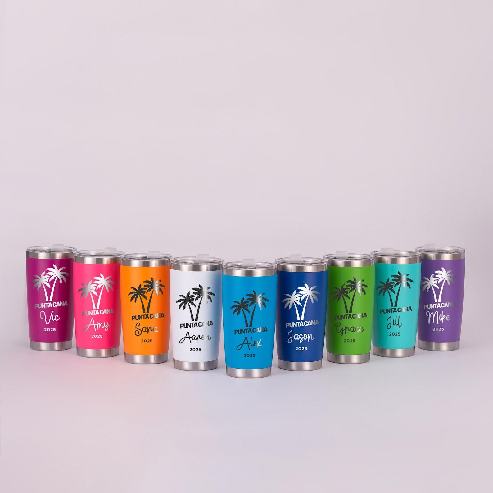 Personalized Stainless Steel Tumbler 20OZ, Custom Beach Travel Mug, Girls Trip Cup, Family Reunion