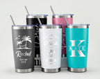 Personalized 20oz Engraved Tumbler, Custom Name Travel Mug, Insulated Bridesmaid Tumbler, Stainless Steel Cups, Laser Engraved Tumbler