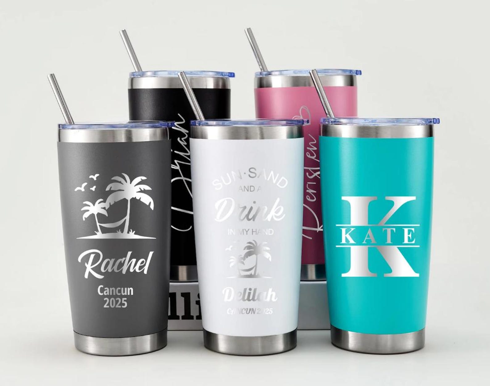 Personalized 20oz Engraved Tumbler, Custom Name Travel Mug, Insulated Bridesmaid Tumbler, Stainless Steel Cups, Laser Engraved Tumbler