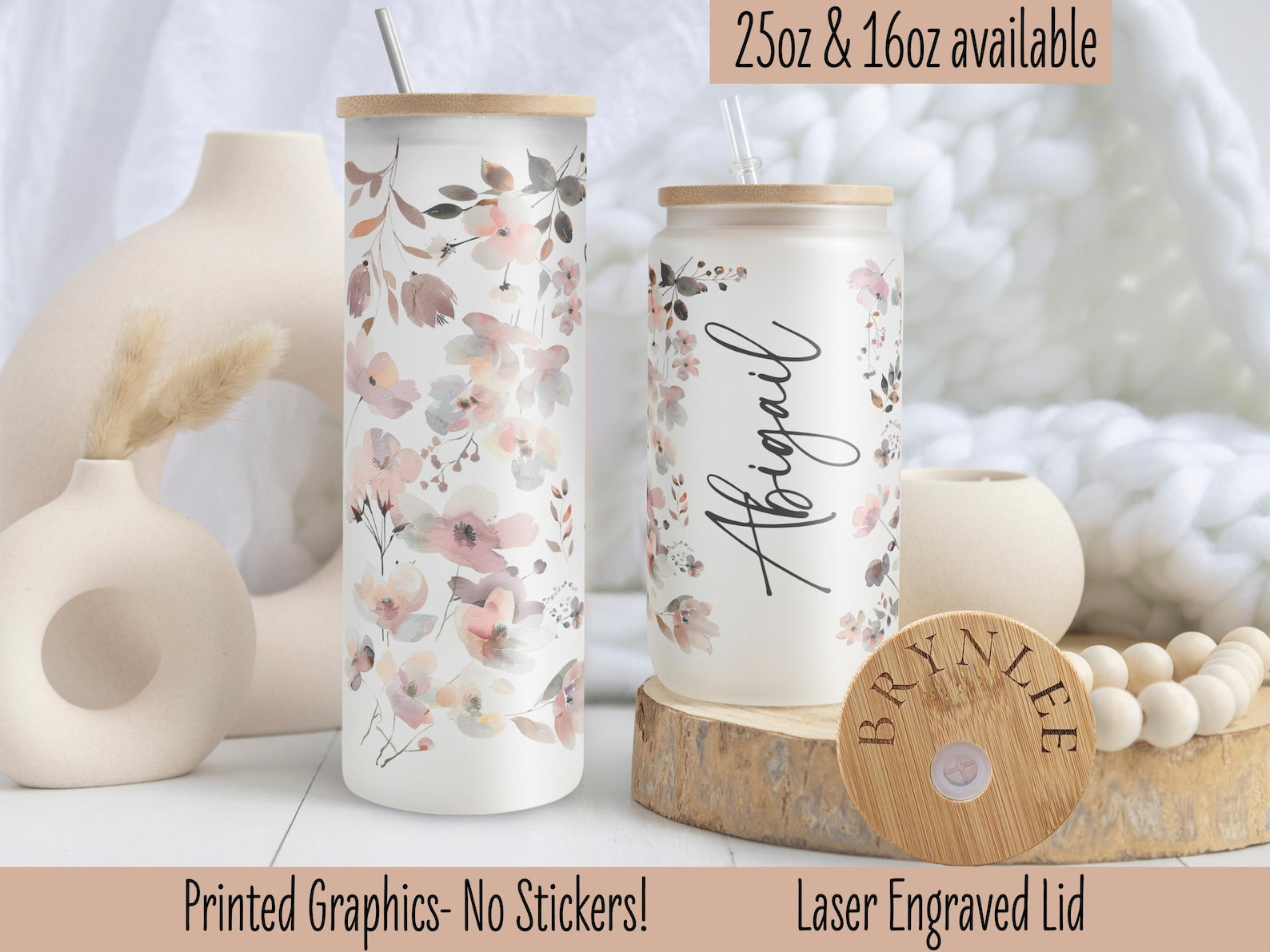 Custom Wildflower Boho Iced Coffee Cup, Personalized Pressed Flower Coffee Mug, Fairy Wildflower Cup, CottageCore Travel Mug, Whimsical Gift