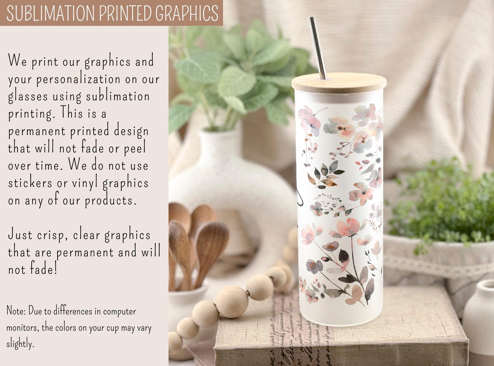 Custom Wildflower Boho Iced Coffee Cup, Personalized Pressed Flower Coffee Mug, Fairy Wildflower Cup, CottageCore Travel Mug, Whimsical Gift