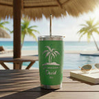 Vacation Tumbler, Personalized Stainless Steel Tumbler With Metal Straw, Beach Cup, Birthday Cruise Girls Trip, Travel Mug