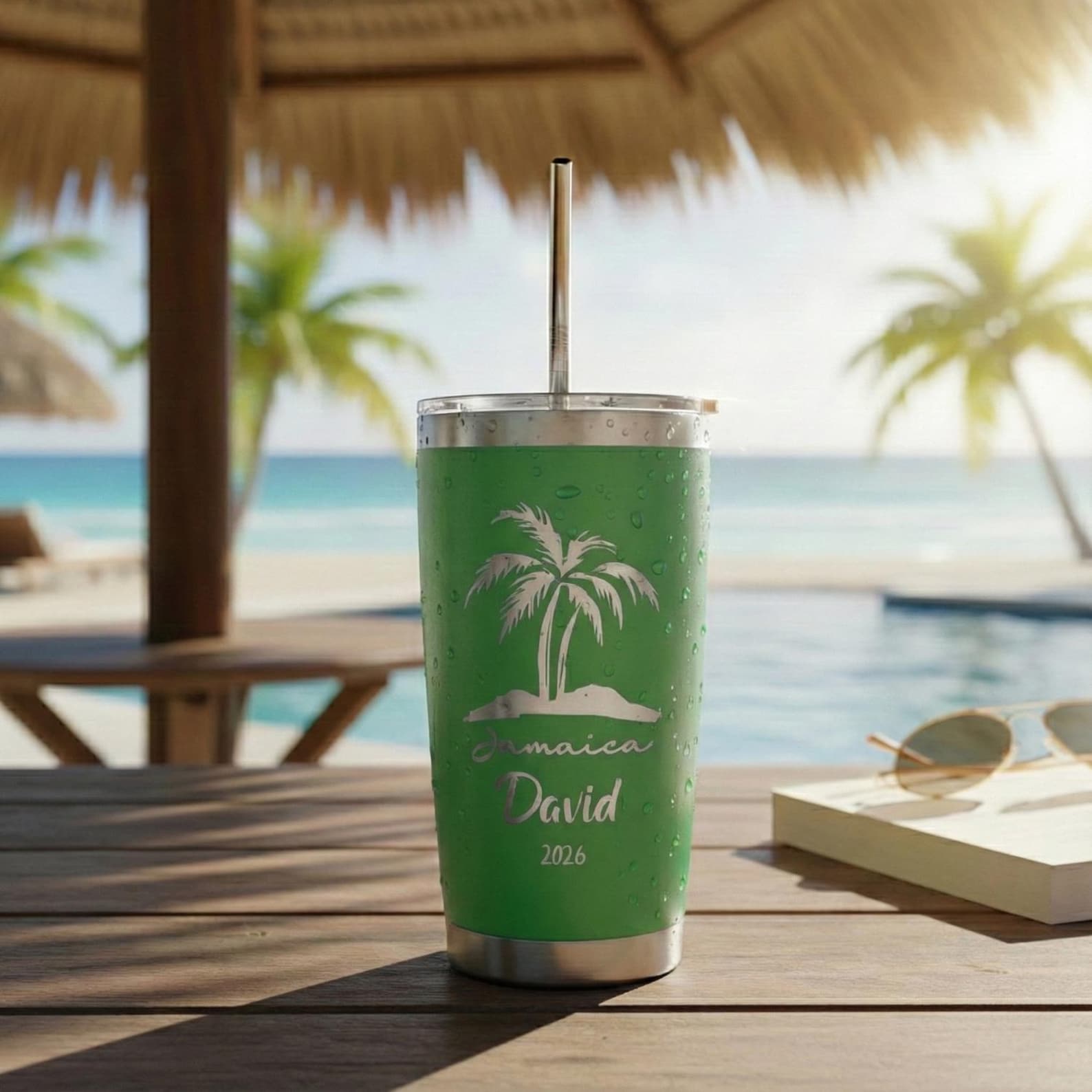 Vacation Tumbler, Personalized Stainless Steel Tumbler With Metal Straw, Beach Cup, Birthday Cruise Girls Trip, Travel Mug