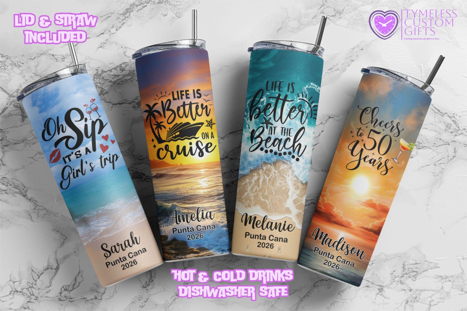 Personalized Cruise Vacation Name Tumbler Cup Customized Drinking Cups Graduation Birthday Gift Girls Trip Vacation Bachelorette Party Favor