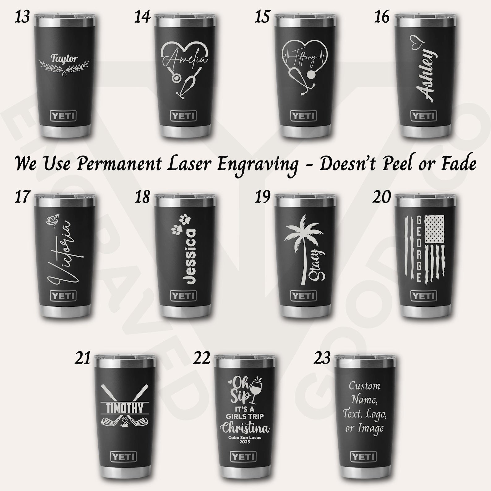 Engrave ANYTHING On YETI Rambler Mug Tumbler 20oz Custom Name Laser Engraved Logo Personalized Customized Photo Travel Mug Gift