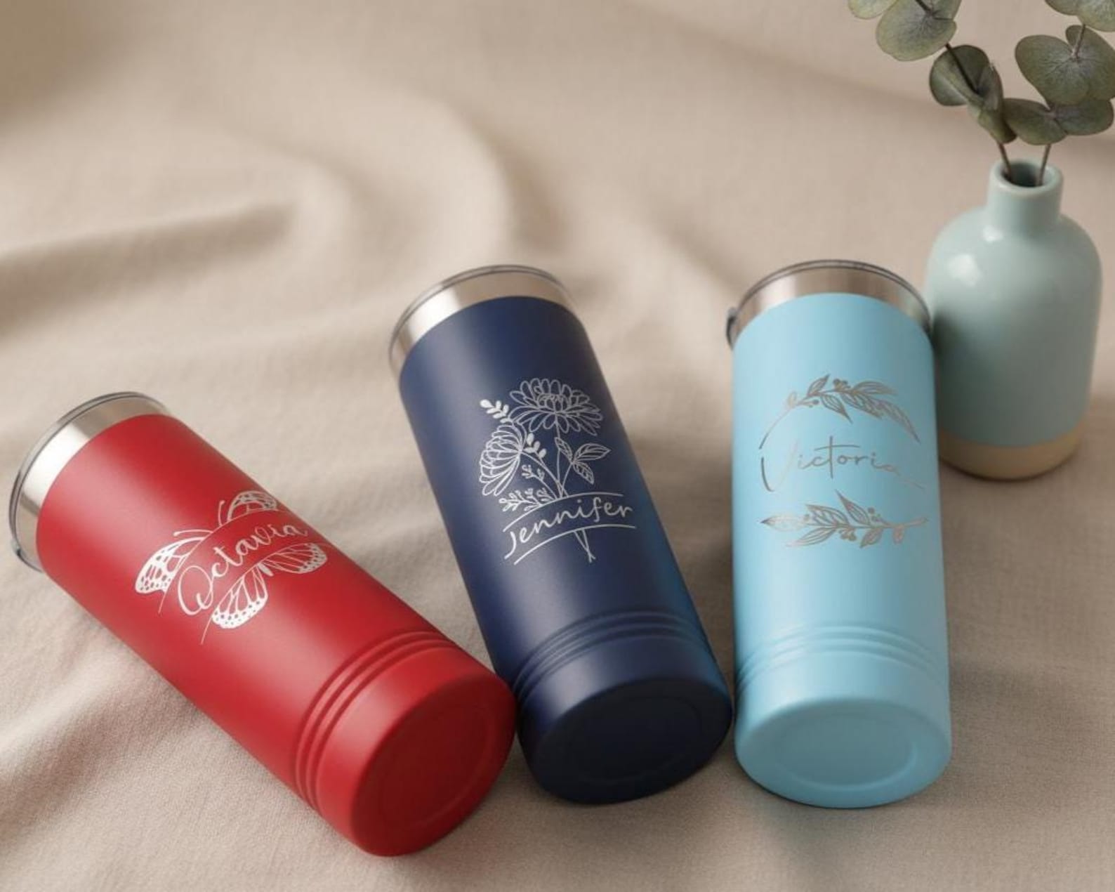 Custom Laser Engraved 22oz Skinny Tumbler, Stainless Steel Skinny Tumbler, Vacuum Insulated Stemless Cup, Custom Logo, Bridesmaid Gift