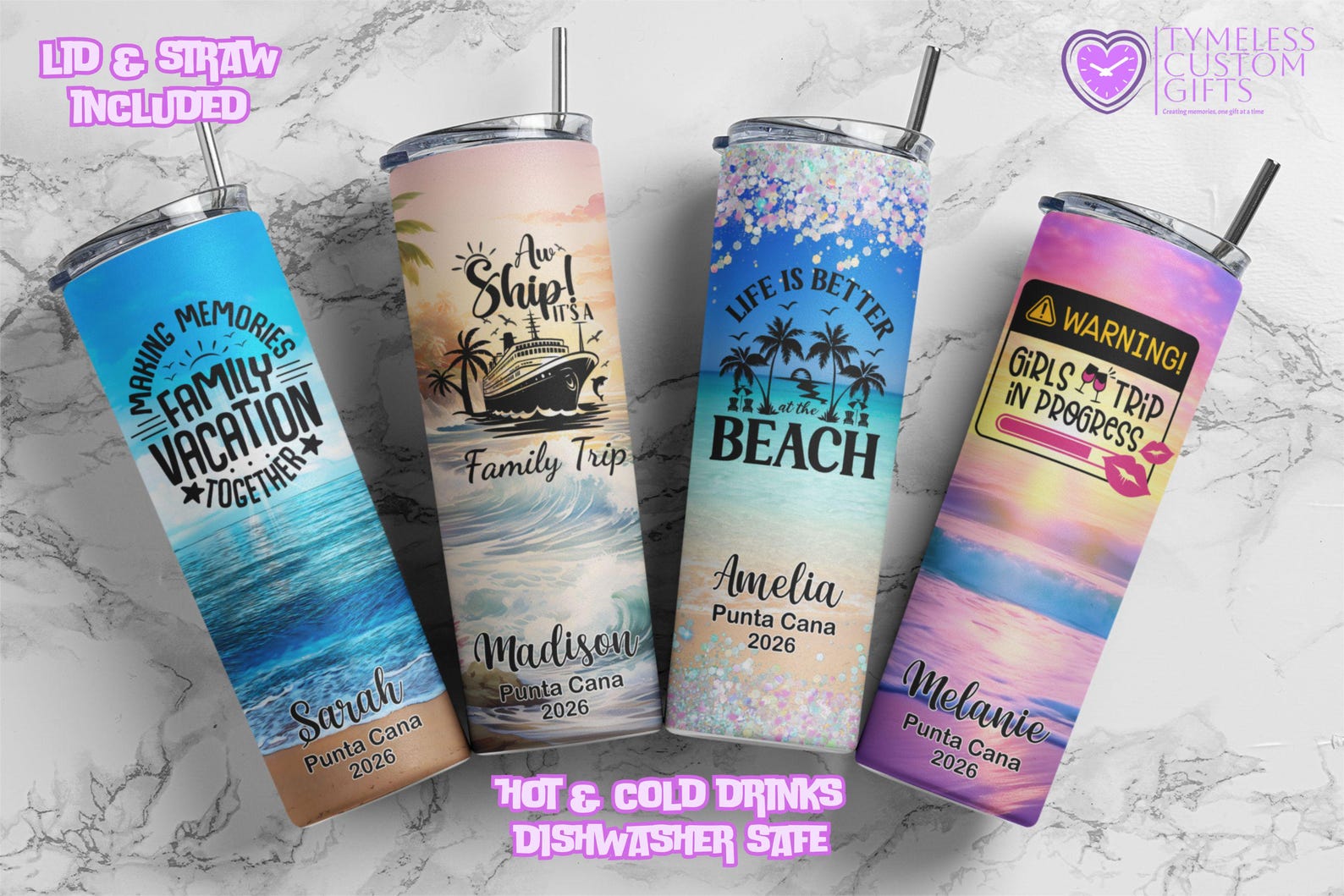 Personalized Cruise Vacation Name Tumbler Cup Customized Drinking Cups Graduation Birthday Gift Girls Trip Vacation Bachelorette Party Favor