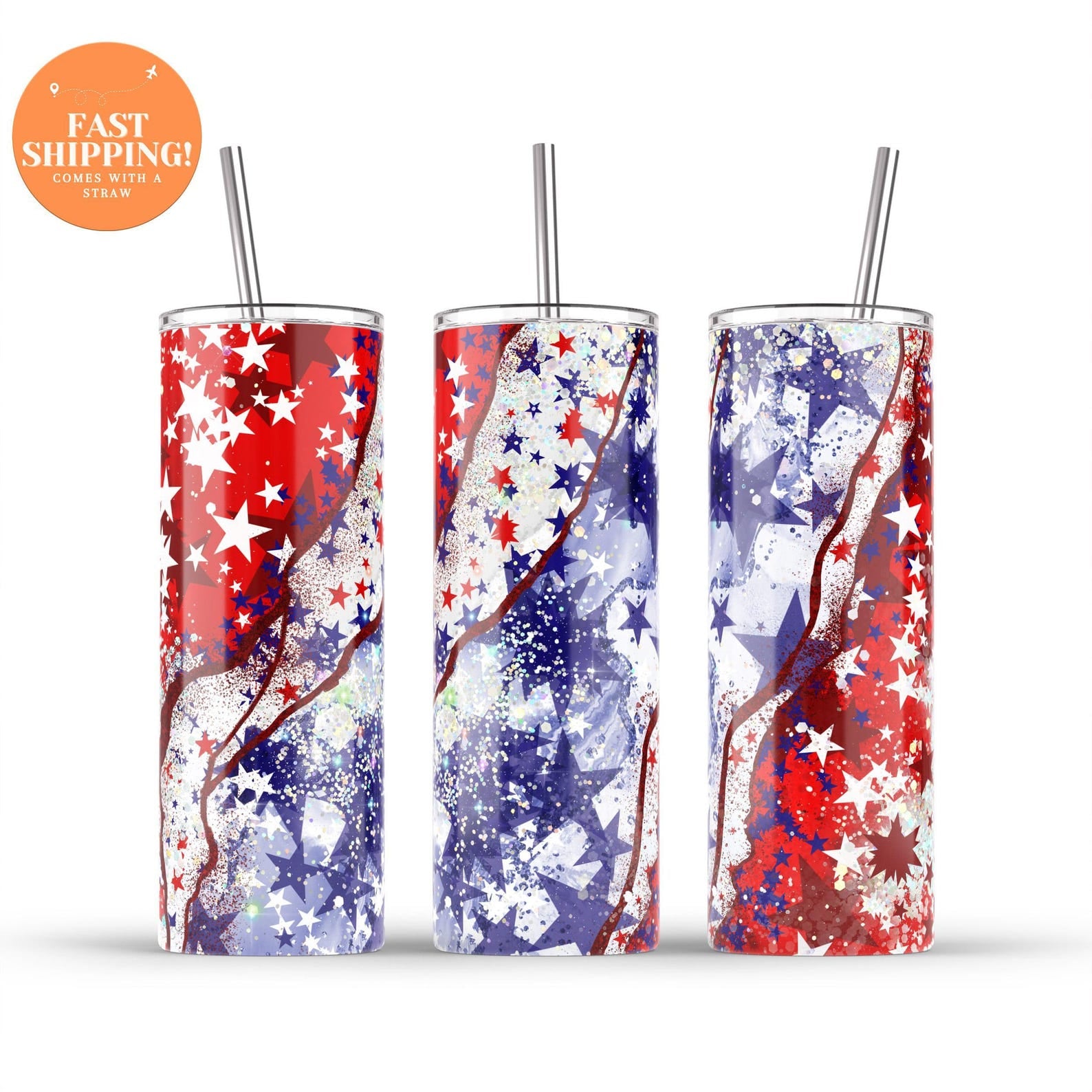 Patriotic Veteran Gift: Custom 20oz Insulated Tumbler with Stars