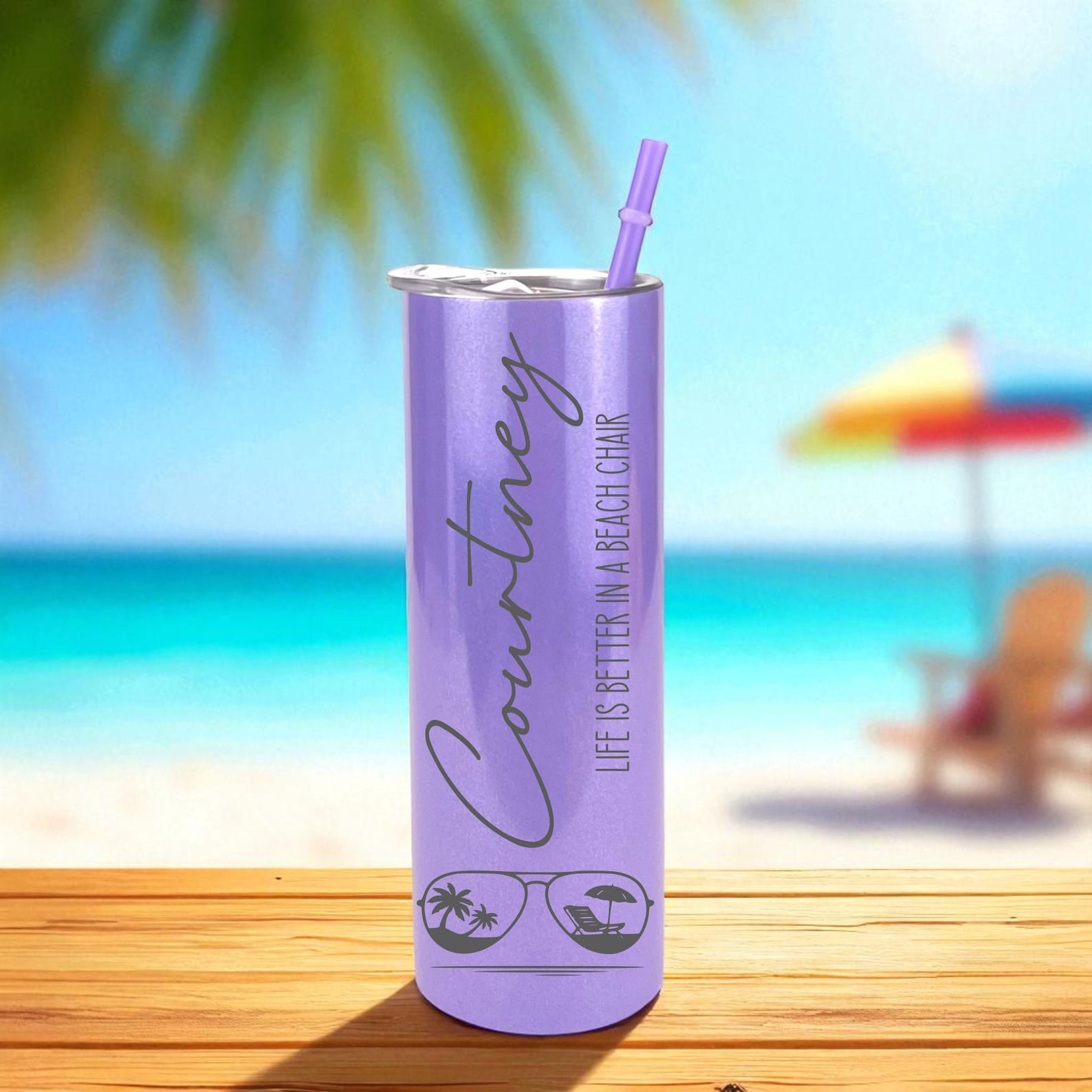 Beach Trip Tumblers with Name | Engraved Vacation Cups | Matching Travel Cups | Custom Skinny Tumbler | Pool & Cruise Drink Cup