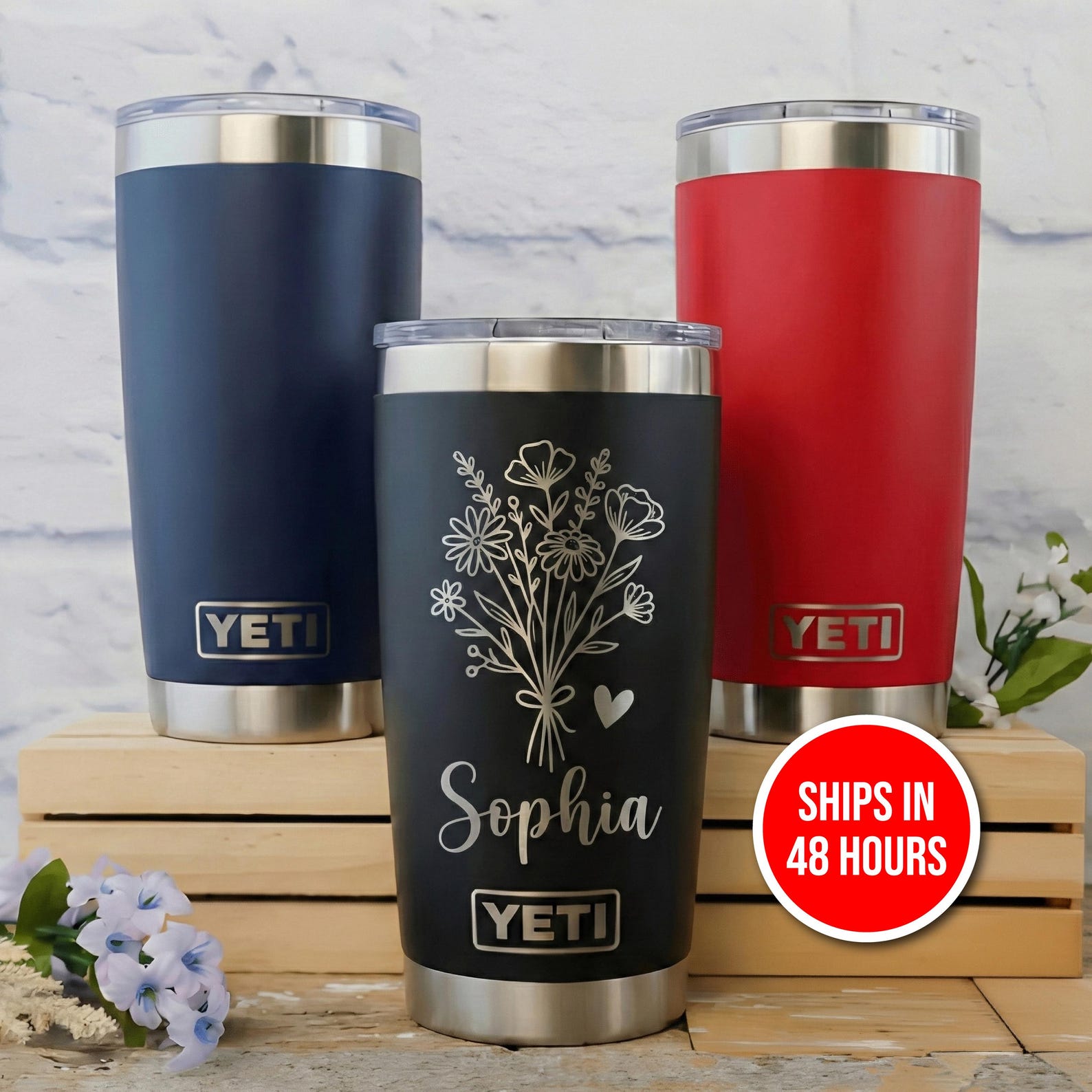 Engrave ANYTHING On YETI Rambler Mug Tumbler 20oz Custom Name Laser Engraved Logo Personalized Customized Photo Travel Mug Gift