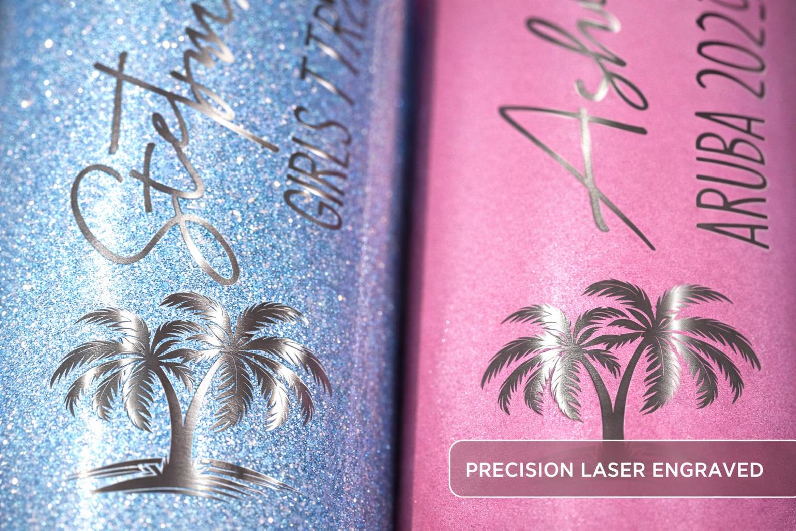 Beach Trip Tumblers with Name | Engraved Vacation Cups | Matching Travel Cups | Custom Skinny Tumbler | Pool & Cruise Drink Cup
