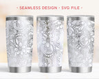 Boho Floral 20oz Tumbler Wrap SVG, Vintage Flower Laser Engraving for Rotary