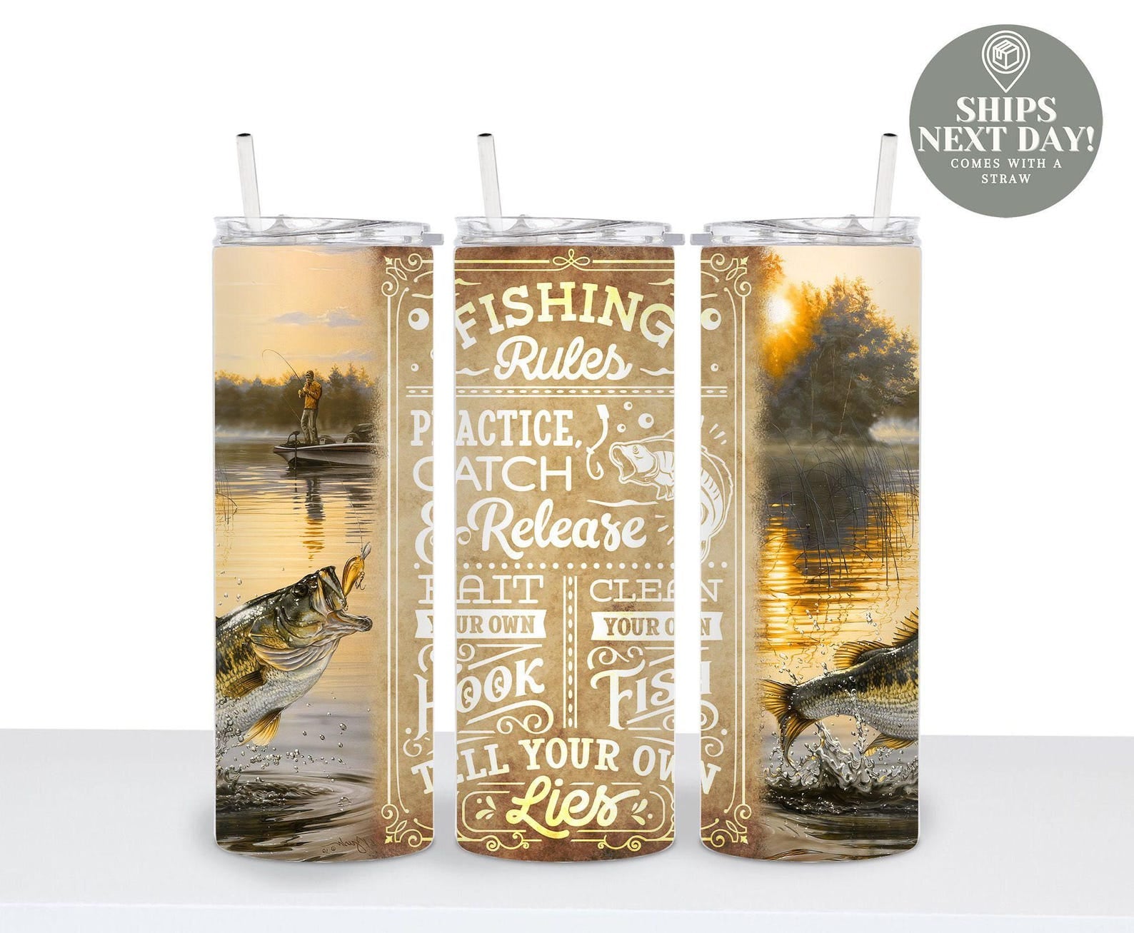 Fishing Tumbler, Fishing Gifts For Men, Fishing Tumbler With Lid and Straw, Fishing Gifts For Him, Fishing Lover Gift