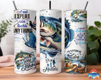 Bass Fishing 20oz Skinny Tumbler with Straw, Fisherman Drinkware Gift, Outdoorsman Stainless Coffee Cup