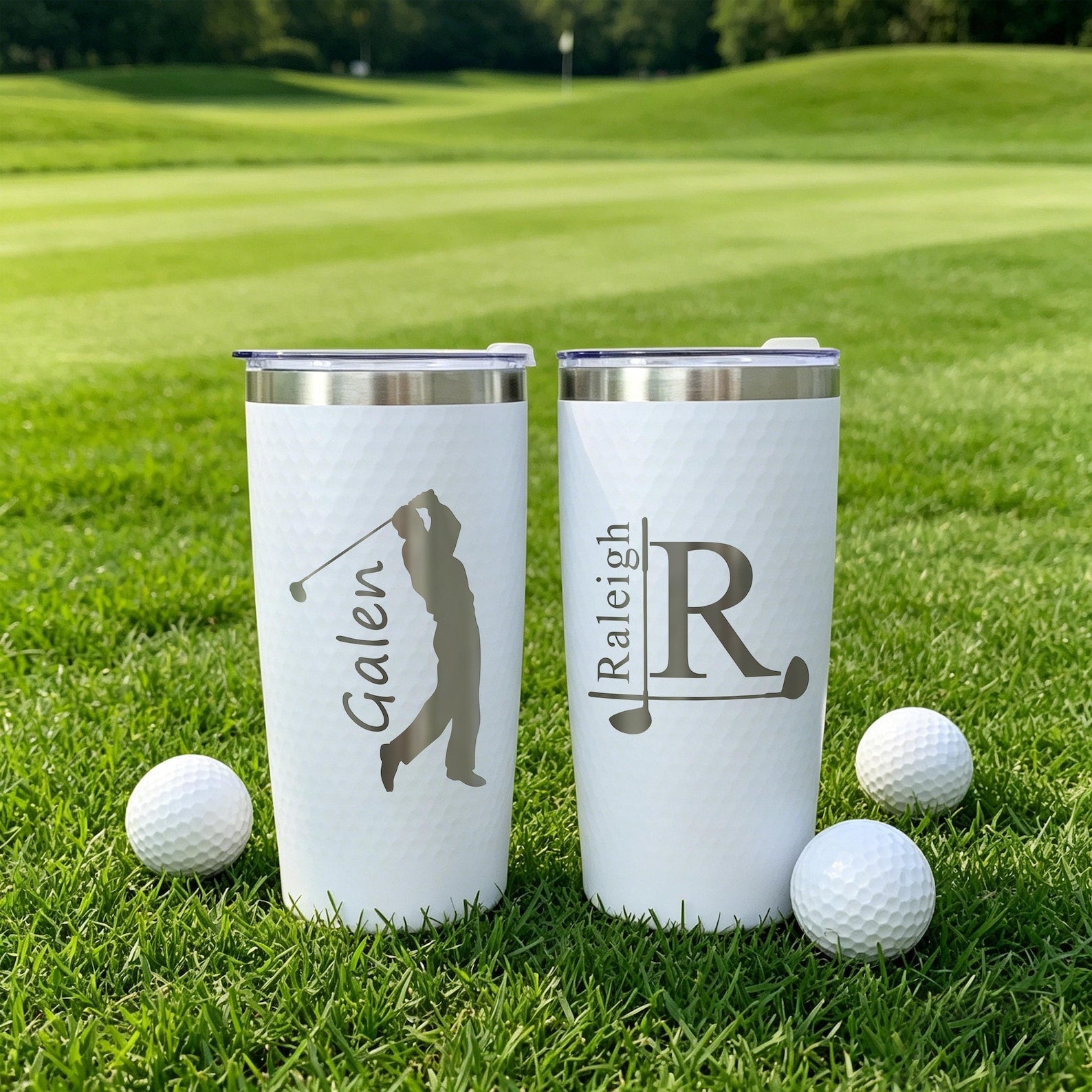 Personalized 20oz Golf Cup Tumbler/ Engraved Name Travel Mug/ Gift for Men, Dad, Husband/ Golfer Gift/ Father’s Day Gift/ Birthday Gift Idea