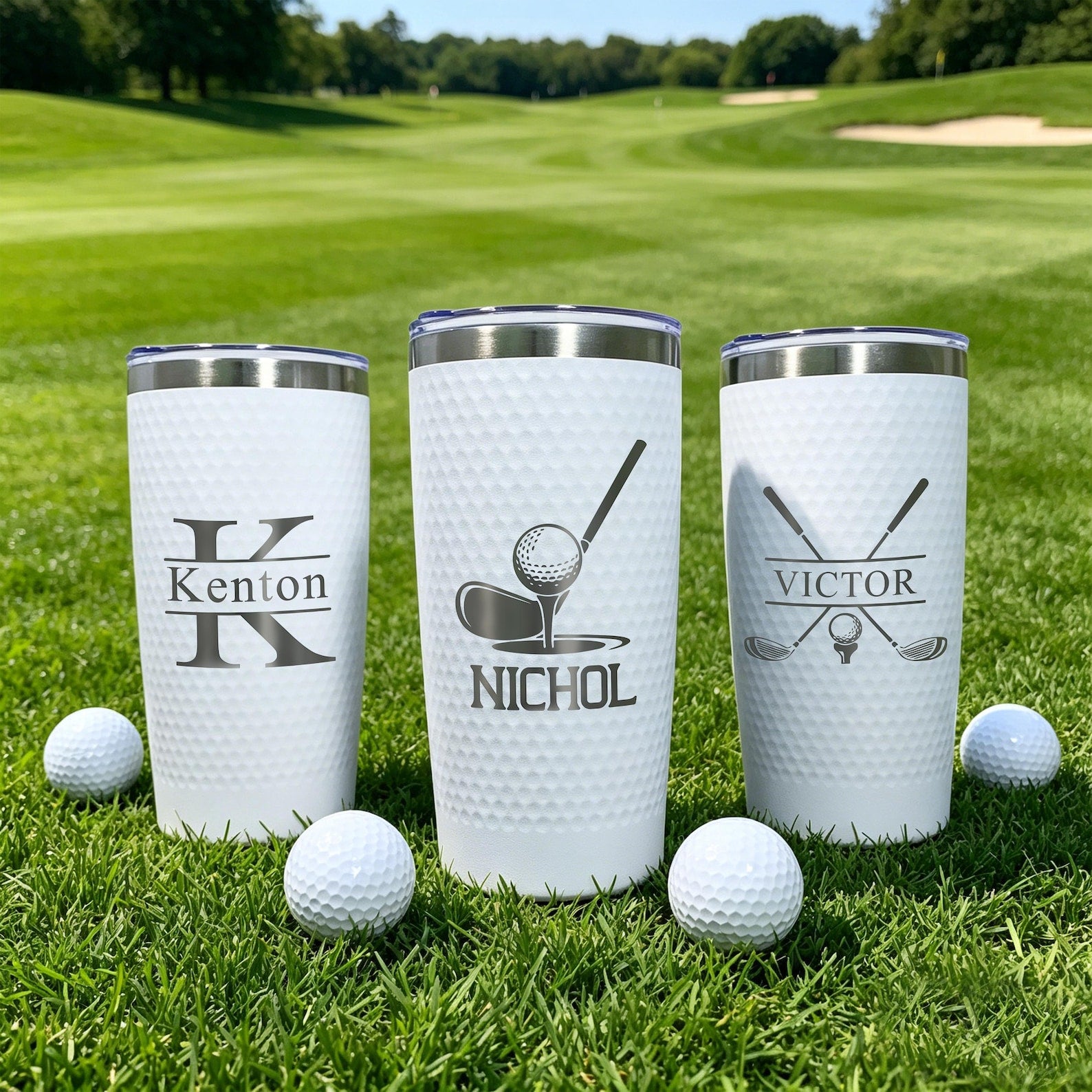 Personalized 20oz Golf Cup Tumbler/ Engraved Name Travel Mug/ Gift for Men, Dad, Husband/ Golfer Gift/ Father’s Day Gift/ Birthday Gift Idea