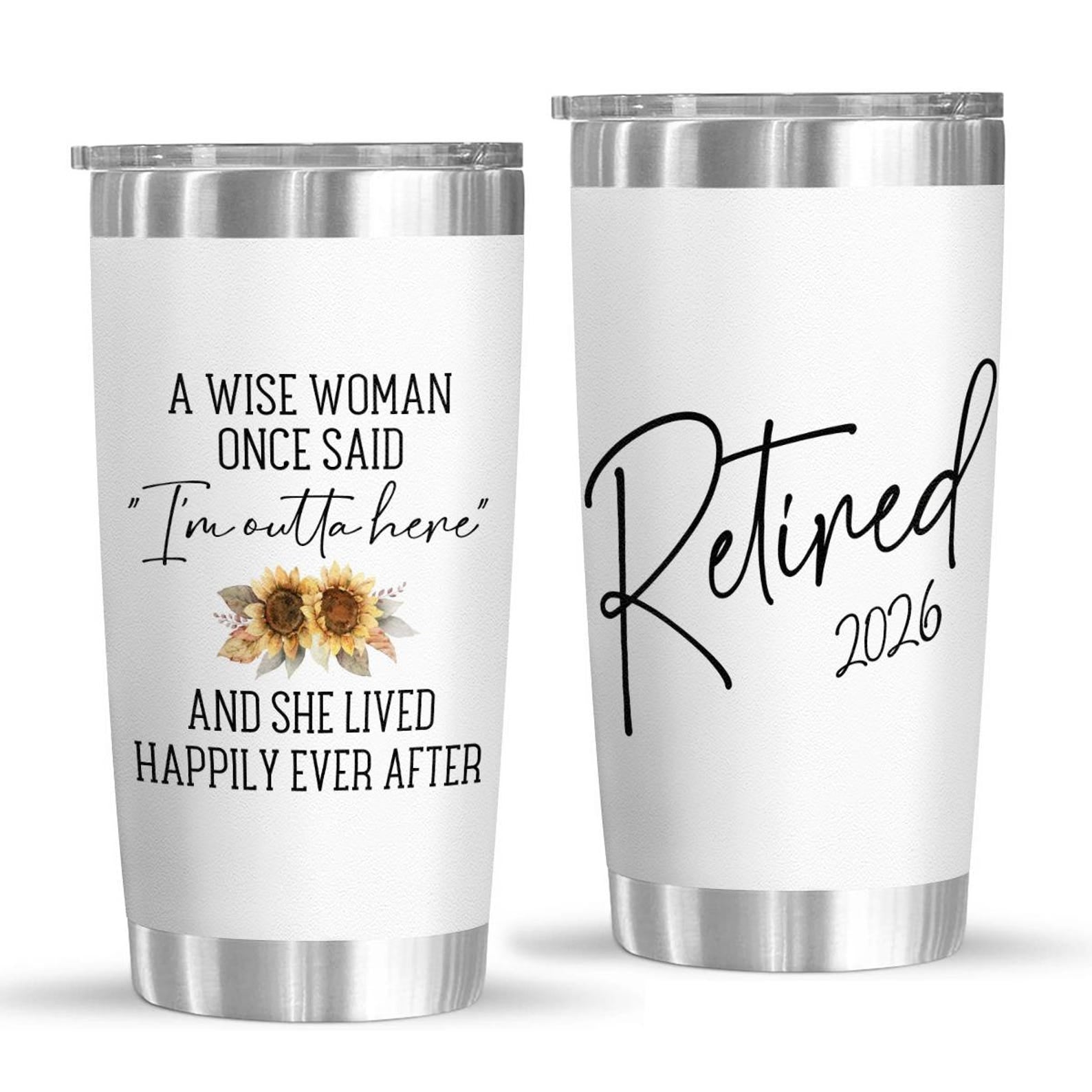 Retired 2026 Tumbler, 20Oz Tumblers with Lids for Retirees, Coworkers, Retirement Appreciation Gift