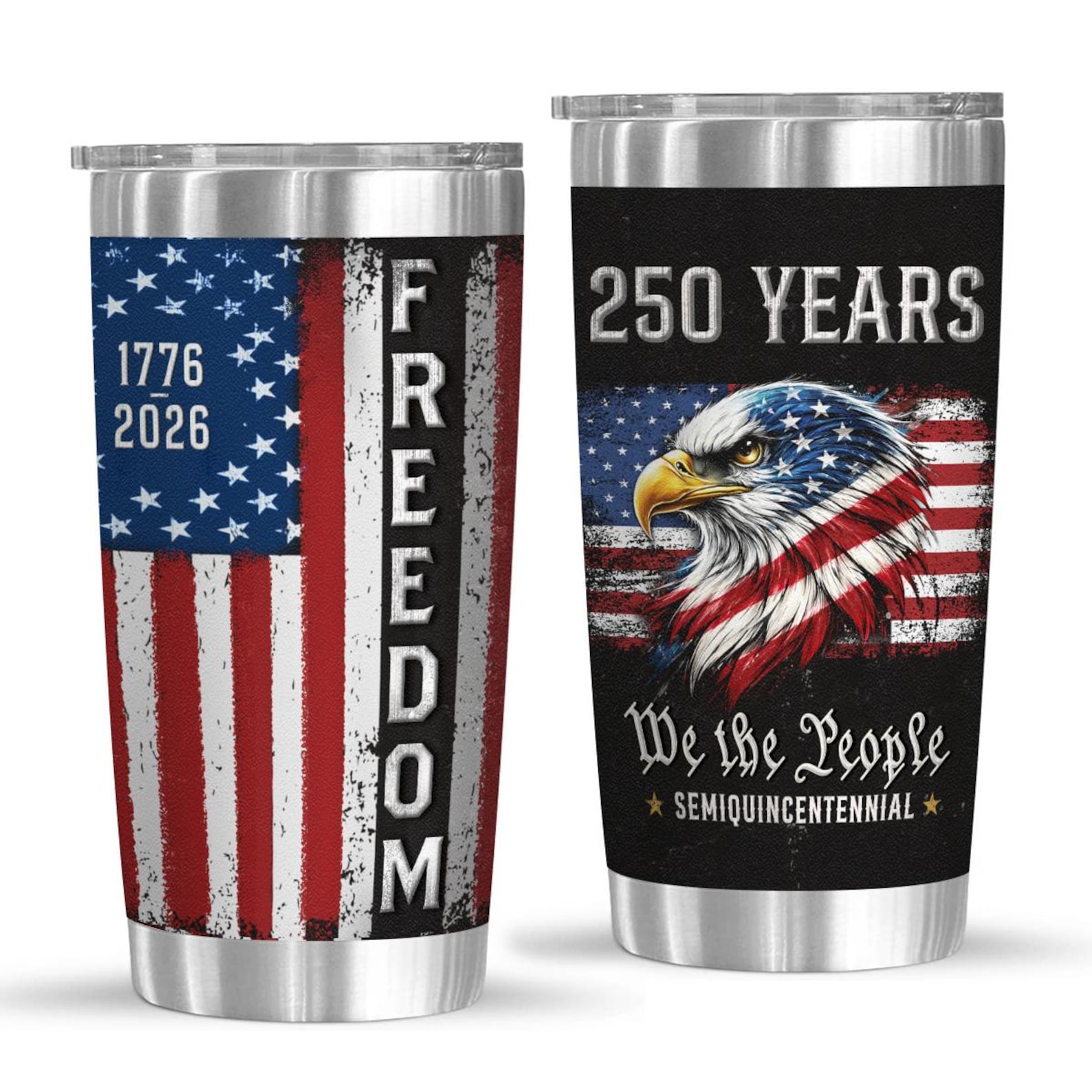 250th Anniversary USA Tumbler, Patriotic Stainless Steel Insulated Cup
