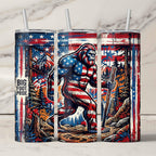 Bigfoot Pride Tumbler Wrap PNG, American Flag Sasquatch Forest Sublimation Design