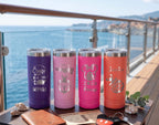 Personalized Vacation Tumbler, Custom Beach Trip Skinny Tumbler 22oz, Girls Trip Cup with Name, Matching Cruise Cup, Bachelorette Gift