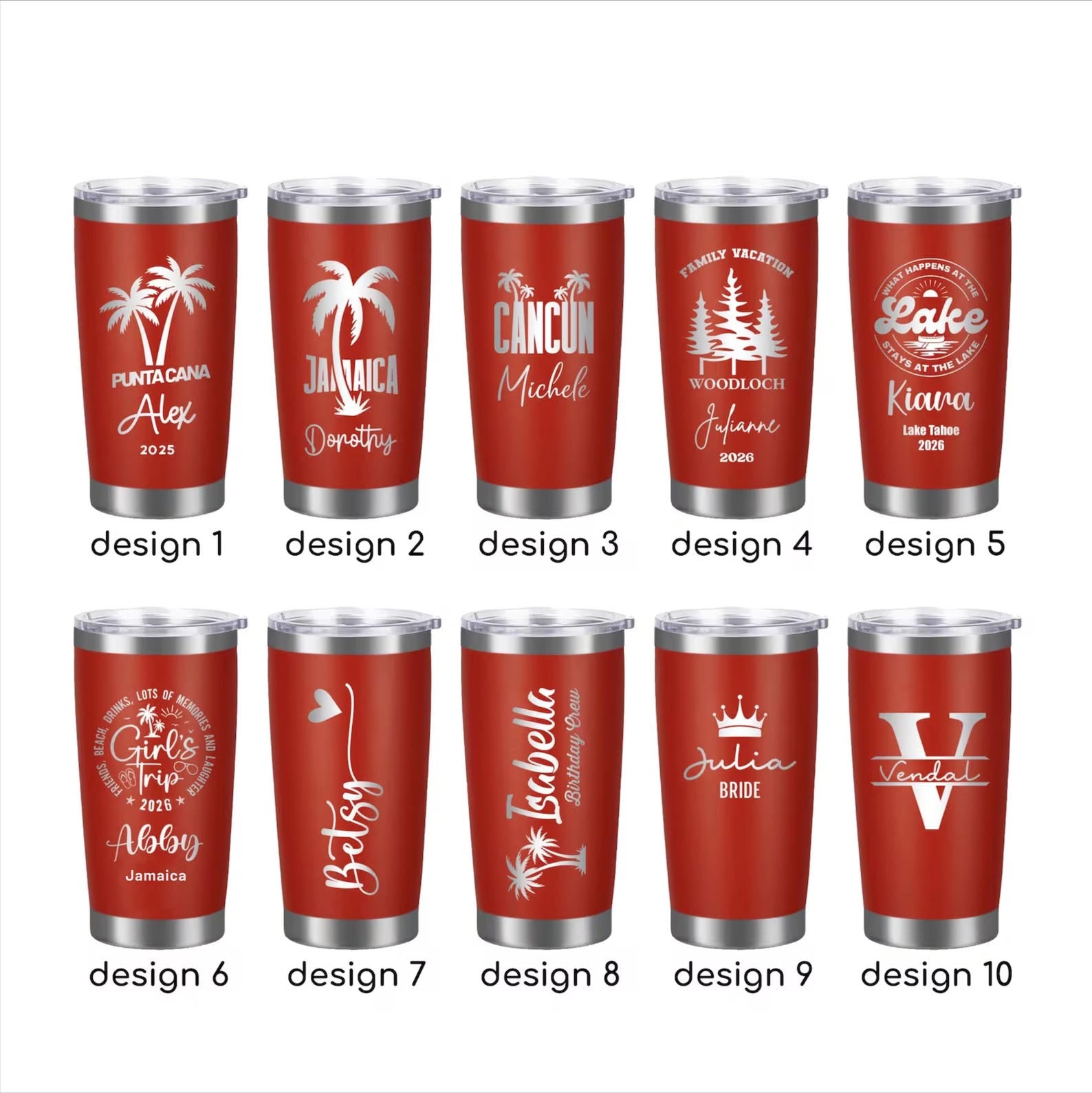 Personalized Stainless Steel Tumbler 20OZ, Custom Beach Travel Mug, Girls Trip Cup, Family Reunion