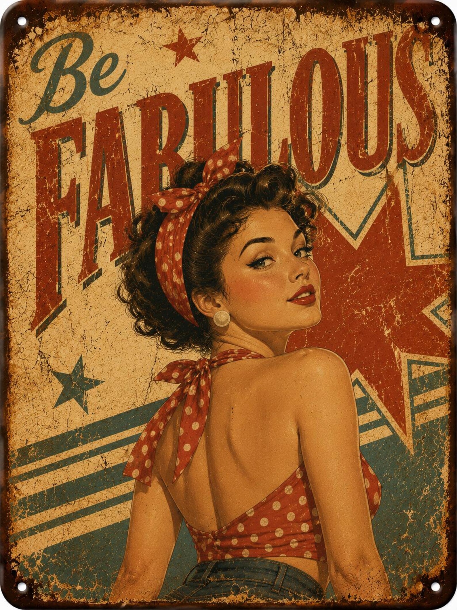Retro Pin-Up Tin Sign | Classic Vintage Wall Art